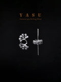925 Silver Life Tree Stud Earrings Sparkling 14k Plated Studs Party Jewelry
