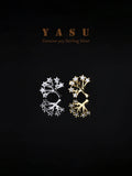 925 Silver Life Tree Stud Earrings Sparkling 14k Plated Studs Party Jewelry