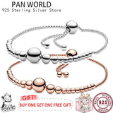925 Sterling Silver Beaded Women's Pan Bracelet for Charm Jewelry
