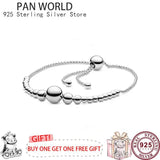 925 Sterling Silver Beaded Women's Pan Bracelet for Charm Jewelry