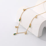 925 Silver Geometric Zircon Tassel Necklace Women Light Chokers Jewelry Gift