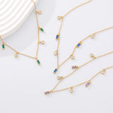 925 Silver Geometric Zircon Tassel Necklace Women Light Chokers Jewelry Gift