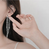 925 Silver Tassel Hoop Earrings Heart Jewelry Wedding Gift