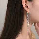 925 Silver Tassel Hoop Earrings Heart Jewelry Wedding Gift