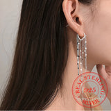 925 Silver Tassel Hoop Earrings Heart Jewelry Wedding Gift