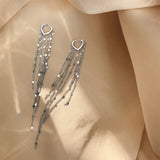 925 Silver Tassel Hoop Earrings Heart Jewelry Wedding Gift