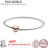 925 Silver Round Button Head Bracelet - Original pan Charm Jewelry