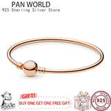 925 Silver Round Button Head Bracelet - Original pan Charm Jewelry
