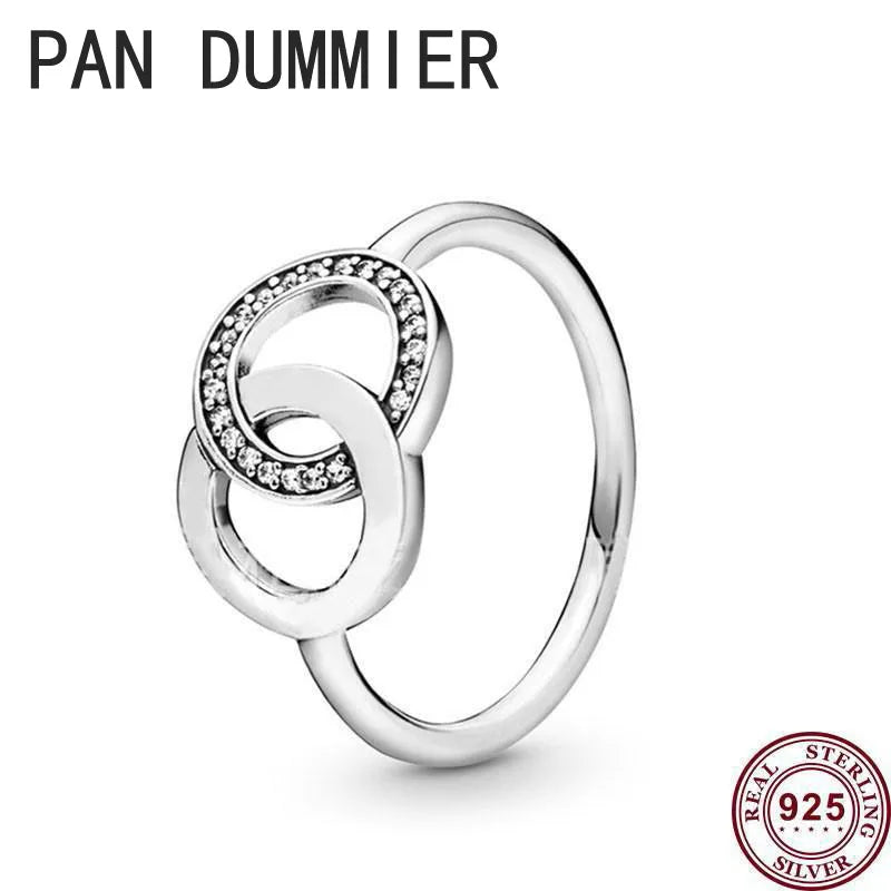 925 Silver Round Pan Logo Ring For Women