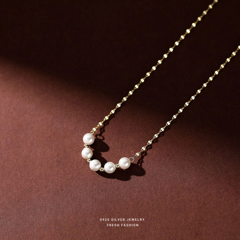 925 Silver Pearl Necklace for Women Wedding Jewelry