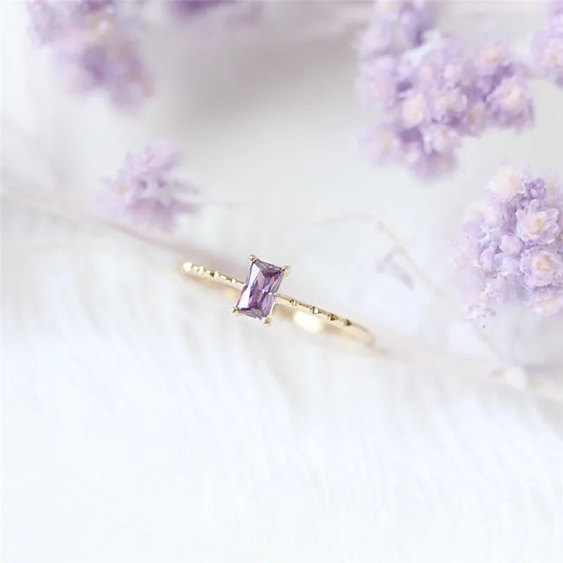 925 Silver Vintage Purple Zircon Ring for Women