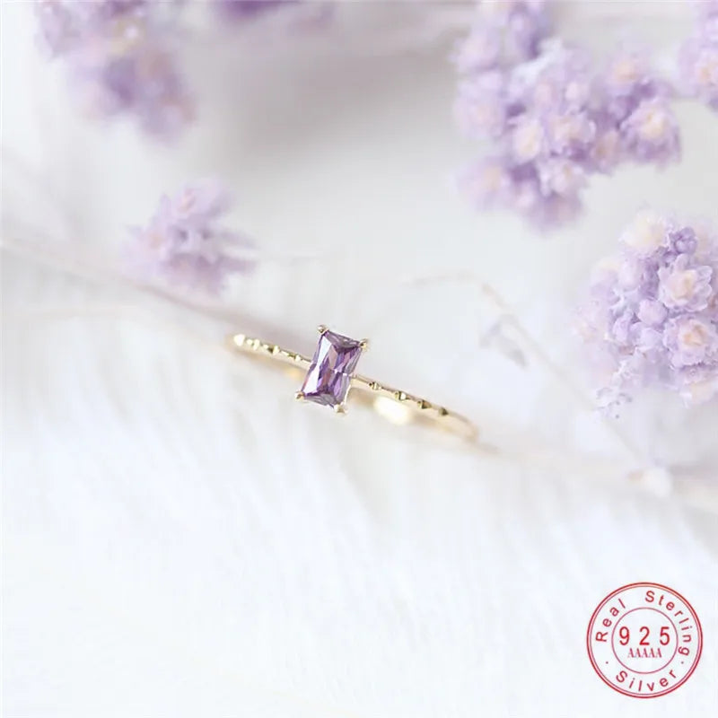 925 Silver Vintage Purple Zircon Ring for Women