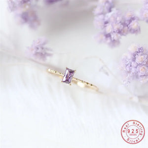 925 Silver Vintage Purple Zircon Ring for Women
