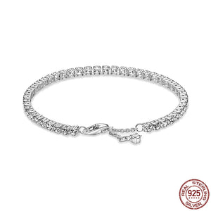 925 Silver Star Tennis Bracelet Fit Charm Beads DIY Jewelry