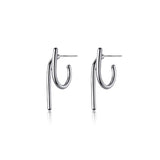 925 Sterling Silver Line Short Drop Earrings Wind Summer Temperament Hook