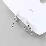 925 Sterling Silver Line Short Drop Earrings Wind Summer Temperament Hook
