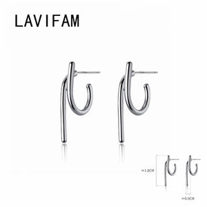 925 Sterling Silver Line Short Drop Earrings Wind Summer Temperament Hook