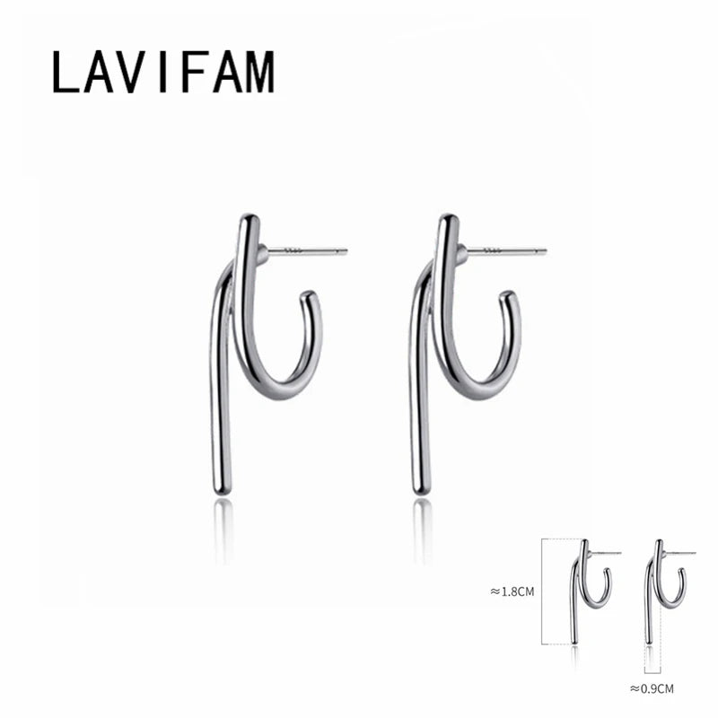 925 Sterling Silver Line Short Drop Earrings Wind Summer Temperament Hook