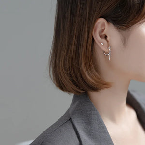 925 Sterling Silver Line Short Drop Earrings Wind Summer Temperament Hook