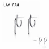925 Sterling Silver Line Short Drop Earrings Wind Summer Temperament Hook