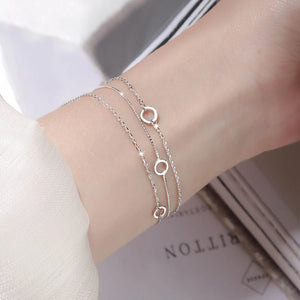 925 Silver Circle Charm Bracelet for Women Wedding Jewelry