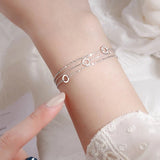 925 Silver Circle Charm Bracelet for Women Wedding Jewelry