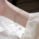 925 Silver Circle Charm Bracelet for Women Wedding Jewelry