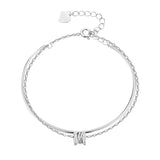 925 Silver Chain Bracelet Double layer Circle Charm for Women