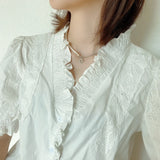 925 Silver Chain Flower Charm Pendant Freshwater Pearl Necklace