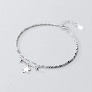 925 Silver Chain Tassel Star Charm Bracelet Women Jewelry