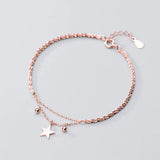 925 Silver Chain Tassel Star Charm Bracelet Women Jewelry