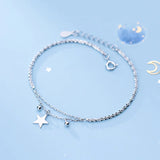 925 Silver Chain Tassel Star Charm Bracelet Women Jewelry