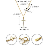925 Silver Link Chain Zircon Cross Pendant Choker Necklace
