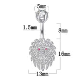 925 Silver Lion Head Navel Piercing Belly Rings Body Jewelry