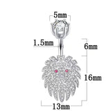 925 Silver Lion Head Navel Piercing Belly Rings Body Jewelry