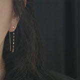 925 Silver Lips O Word Chain Tassel Earrings
