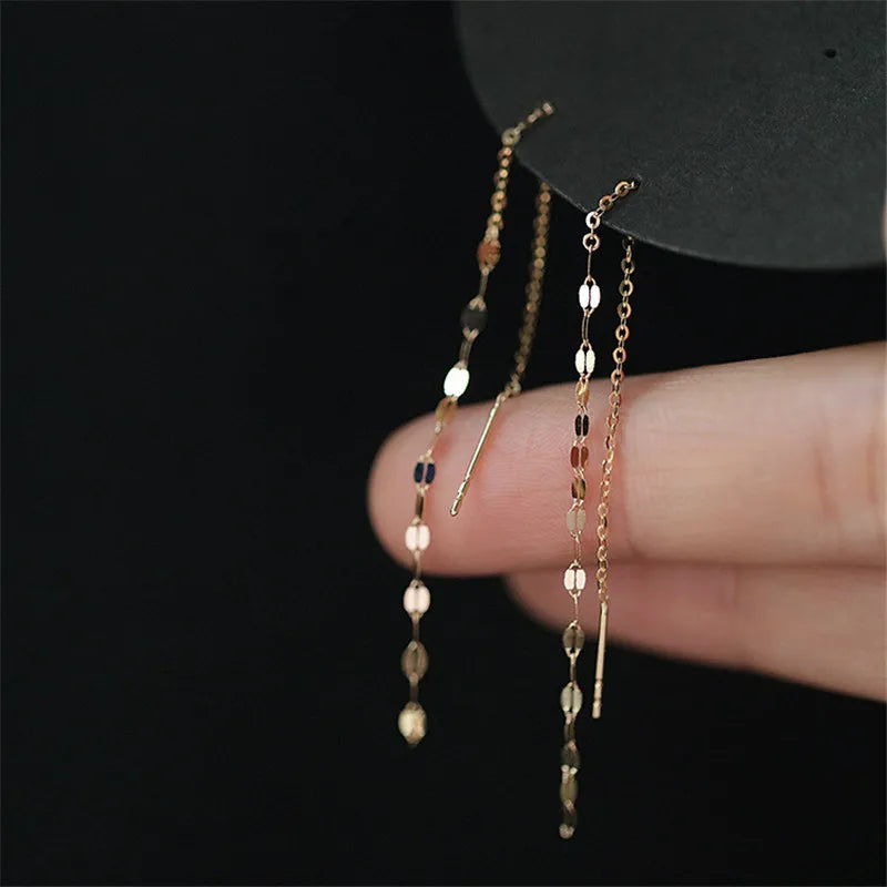 925 Silver Lips O Word Chain Tassel Earrings