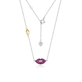 925 Silver Lips Pendant Necklace Birthday Gift Jewelry Chain 45Cm