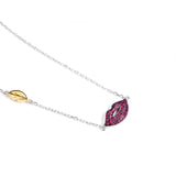 925 Silver Lips Pendant Necklace Birthday Gift Jewelry Chain 45Cm
