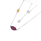 925 Silver Lips Pendant Necklace Birthday Gift Jewelry Chain 45Cm