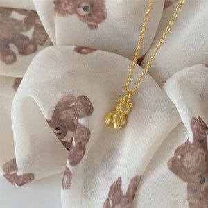 925 Sterling Silver Little Bear Pendant Necklace For Women
