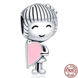 925 Sterling Silver Boy & Girl Charm for Bracelet DIY Jewelry