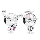 925 Sterling Silver Little Boy & Little Girl Charm For Bracelet Making