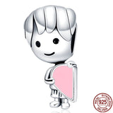 925 Sterling Silver Boy & Girl Charm for Bracelet DIY Jewelry