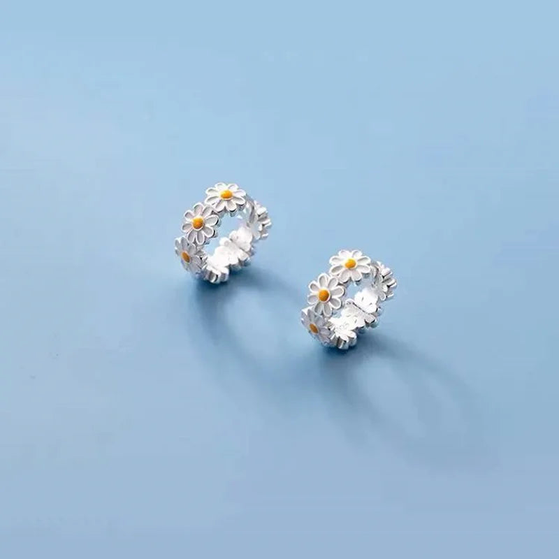 925 Silver Daisy Earrings with Flower Ear Studs