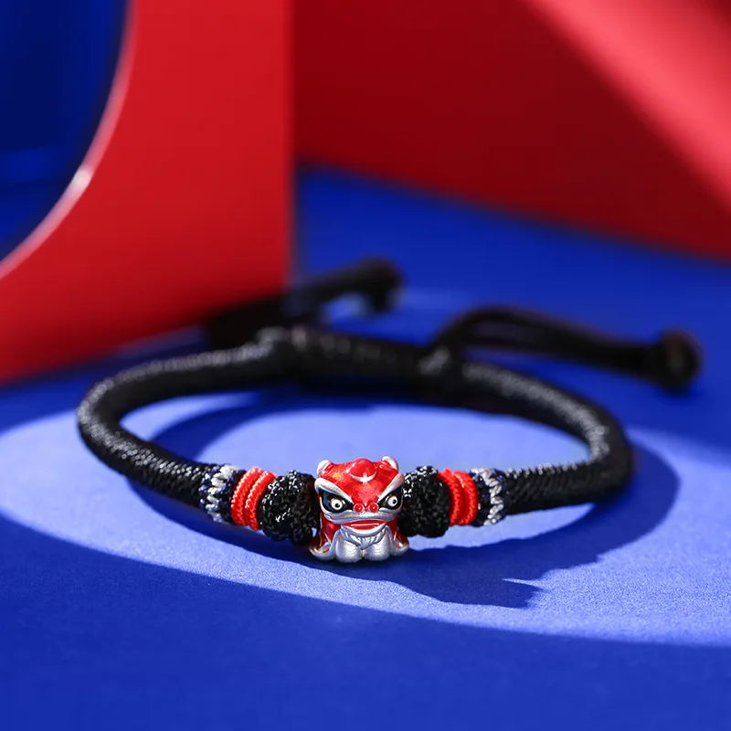 925 Silver Lion Tibetan Knots Charm Bracelet