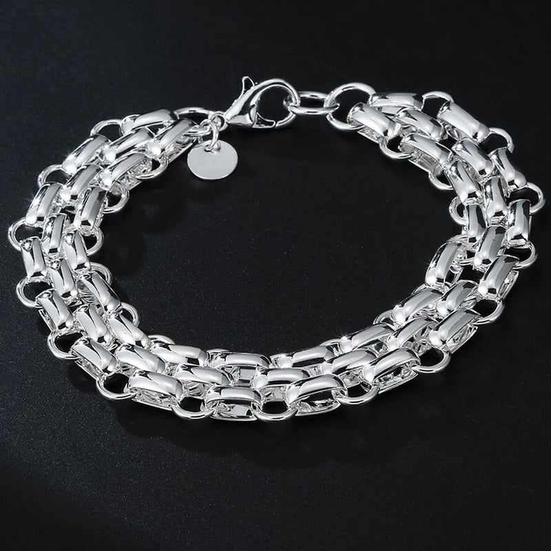 925 Silver Circle Bracelet Chain for Women Wedding Party Jewelry