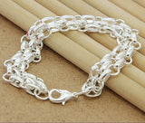 925 Silver Circle Bracelet Chain for Women Wedding Party Jewelry