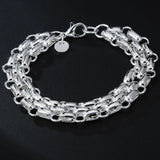 925 Silver Circle Bracelet Chain for Women Wedding Party Jewelry