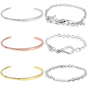 925 Silver Logo Signature I-D Bangle Chunky Bracelet For Charm Diy Jewelry